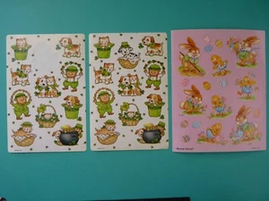 Vtg American Greetings Stickers ST PATRICKS & BLOOMER BUNNY (3) Loose Sheets - Picture 1 of 5