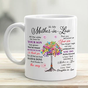 To My Mother-in-law Coffee Mug Heartfelt Gift From Daughter-in-law Colorful Tree - Picture 1 of 4