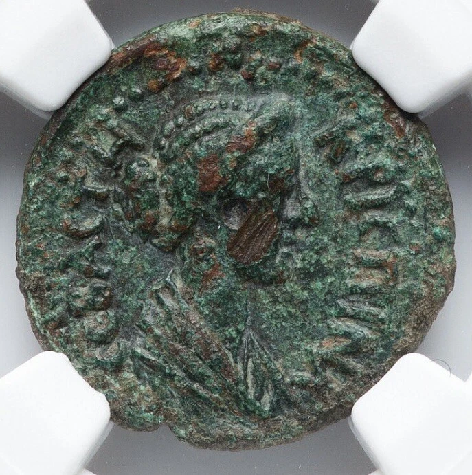Crispina 178-182 AD Wife of Commodus Moesia Istrus Roman Empire AE 20, NGC Ch VF - Image 1 of 4