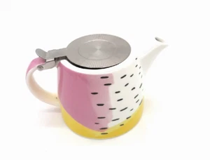 Pinky Up Harper Pink & Yellow Abstract Ceramic Teapot With Metal Infuser - Picture 1 of 8