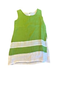 Vestido verde y blanco sin mangas 100 % seda para niñas talla 1 - Imagen 1 de 4