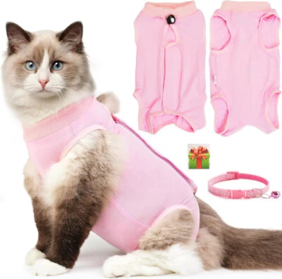 Cat Recovery Suit Pet After Surgery Abdominal Wound Clothes E-Collar Alternative - Image 1 of 4