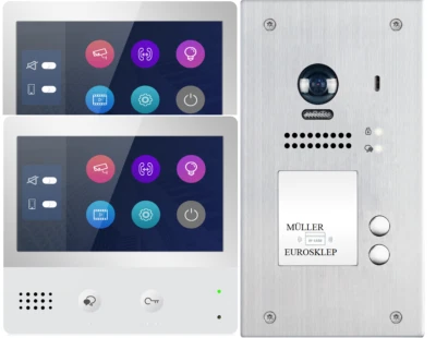 2 Familienhaus Sprechanlage Video Türsprechanlage 2Draht Bus 170°Fischaugenamera - Bild 1 von 4