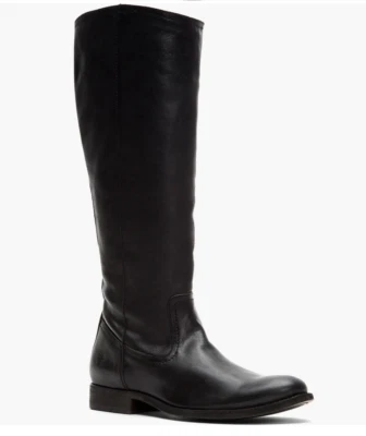 Botas altas hasta la rodilla Frye Z28114 para mujer negras de cuero Melissa con cremallera talla 8,5 M Foto 1 de 4