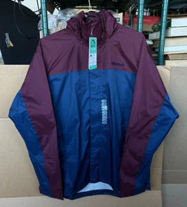 Marmot Precip Eco Jacket Waterproof Men's XL Navy Blue Maroon New with Tags - Picture 1 of 24