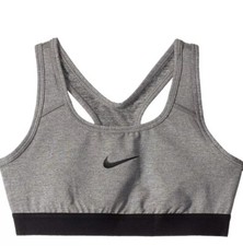 Nike Pro Sports Bra Gray Carbon Heather Girl BV1435-091 Small