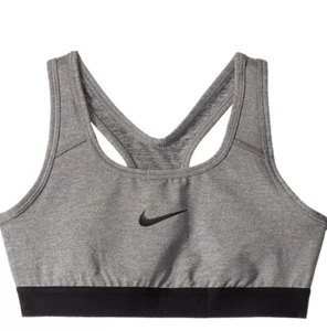 Nike Pro Sports Bra Gray Carbon Heather Girl Size L 14 - 16 - BV1435-091 - Picture 1 of 1