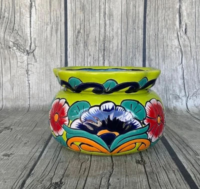 Small Mexican Talavera Self-Watering African Violet Pot - Image 1 of 4