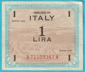 1943 Italien 1 Lire ALLIIERTE MILITÄRWÄHRUNG Schein HOCHWERTIGER Schein A71109367A - Bild 1 von 2