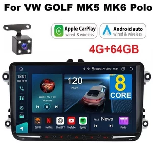 8Core 4+64G Carplay Car Stereo GPS For VW Golf MK5 MK6 Polo Android14 Head Unit - Picture 1 of 16