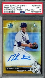 Bowman Draft Chrome MacKenzie Gore Gold Refractor 2017 automático novato #/50 PSA 9 - Imagen 1 de 2