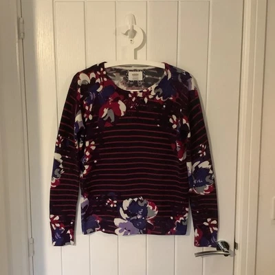 MAINE New England Womens Purple Striped Floral Jumper Size 12 Ultrasoft Knitwear - Image 1 of 4