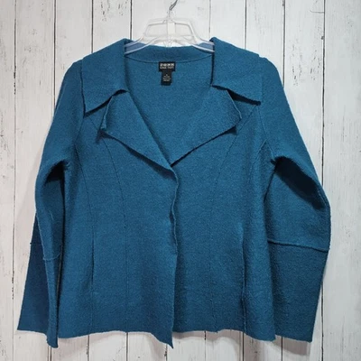 Suéter Chaqueta Bolsillos Vintage NOMADIC TRADERS NTCO Verde Azulado 100% Lana Talla Pequeña  Foto 1 de 4