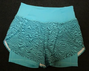Tek Gear women's teal print two-layer fitness/workout shorts Sz S - Picture 1 of 3
