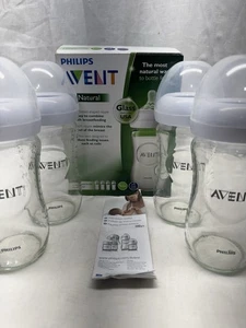 Philips Avent Glass Baby Bottles,  8 Fl Oz 4 Bottles 1m+ No Nipples EUC - Picture 1 of 4