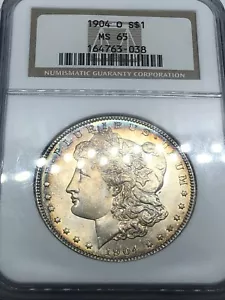 1904-O Morgan Dollar NGC MS65! Gorgeous Rainbow Color Toning! Good Eye appeal** - Picture 1 of 10