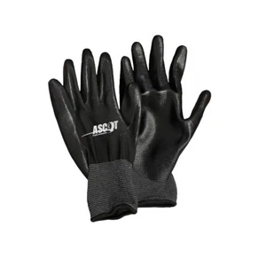Ascot Black Polyester Work Glove Nitrile Palm - 12 Pairs - Picture 1 of 1