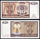Bosnie République serbe 10 dinars 1992 Banja Luka numéro P133 série AA UNC