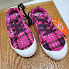 Wonder Nation Girls Shoes Size 4 Pink Plaid Canvas Bump Toe Sneakers Comfort