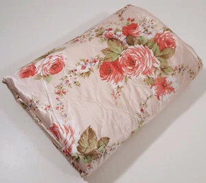 VINTAGE BEDSPREAD FULL FITTED COVER QUILTED POLYESTER 1970s GROOVY FLORAL PRINT - Picture 1 of 6