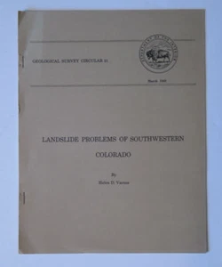 Landslide Problems of Southwestern Colorado 1949 Geological Survey Circular 31 - Foto 1 di 1