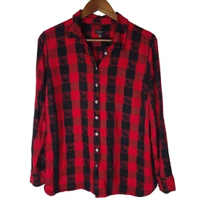 Camicia donna Talbots rossa a quadri con bottoni scozzesi davanti grande - Foto 1 di 5