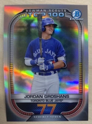JORDAN GROSHANS - 2021 Bowman Chrome SCOUTS TOP 100 #BTP-77 - TORONTO BLUE JAYS - Image 1 of 2