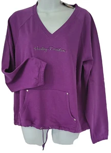 Harley Davidson LS Sweatshirt Purple Embroidered Tie Bottom Chest41in Womens S - Picture 1 of 8
