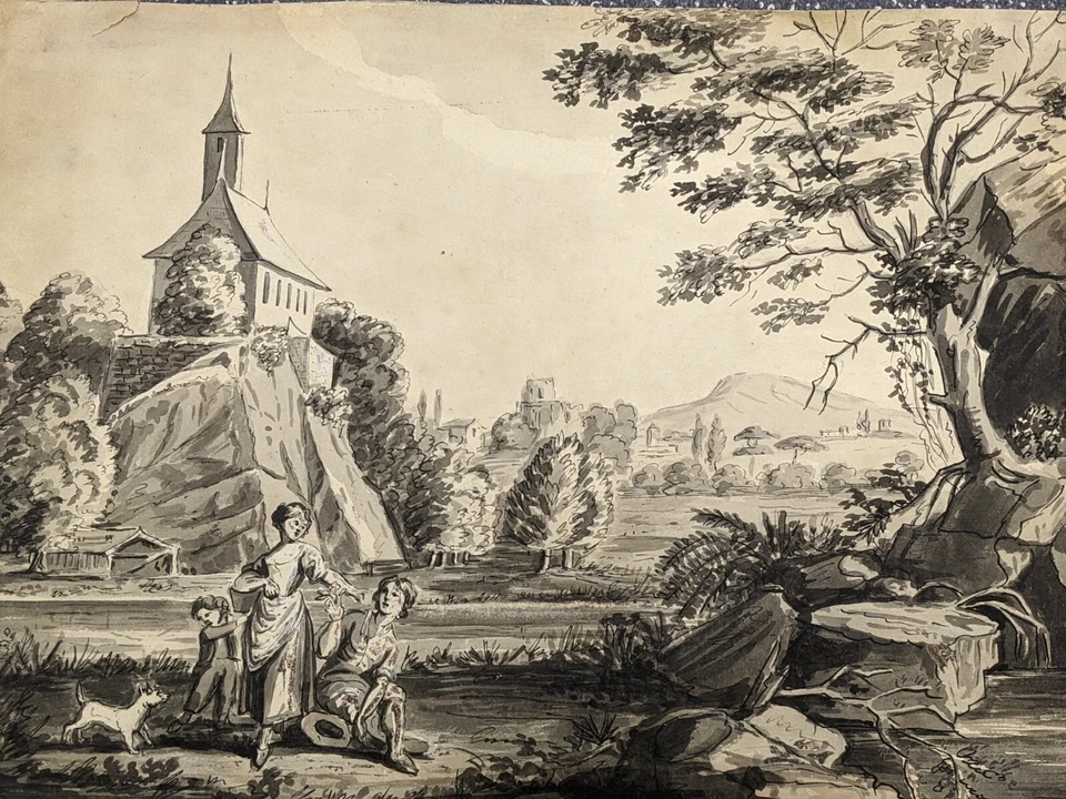 Антикварная оригинальная чернильная и серая стиральная атрибутика для рисования. Карло Лабруцци 1748–1817 - Изображение 1 из 4