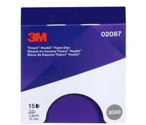 3M 02087 Trizact Hookit 3 Inch P3000 Grit Foam Disc 2087 (15 discs) NEW GENUINE! - Picture 1 of 1
