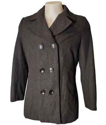 Chaqueta de Lana KC Collections Grande Mujer Abrigo Guisante Doble Pecho Abotonado Negro Foto 1 de 4