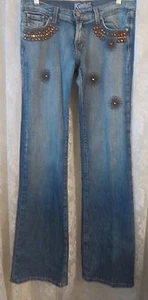 KIPPYS JEANS Nieten Swarovski Kristalle BRAUN 28 X 33 1⁄2"" Rocker Biker Clubbekleidung - Bild 1 von 7