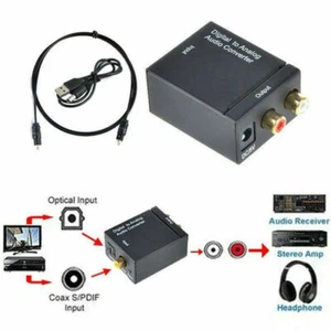 Adaptador convertidor de audio óptico coaxial Toslink digital a analógico RCA L/R 3,5 mm - Imagen 1 de 8