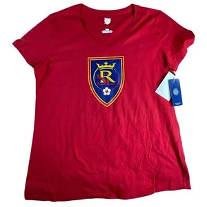 Real Salt Lake MLS Soccer Shirt Womens Large Red Short Sleeve V-Neck Tee NWT - Picture 1 of 7