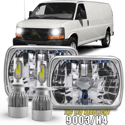 Par de faros LED 7x6 5x7 alto/bajo DRL para camioneta de carga Chevy Express 1500 2500 3500 Foto 1 de 4
