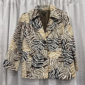 Vintage Y2K Rafaella Women’s Lined Blazer Jacket Size Large Browns Animal Print - Picture 1 of 9