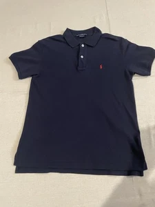 Polo Ralph Lauren Hemd Herren Medium Navy Blau/Schwarz Kurzarm Rot Pony - Bild 1 von 9