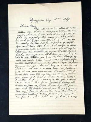 Abraham Lincoln 1837 Carta a Mary Owens facsímil en papel de época - Imagen 1 de 4