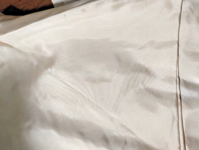 FABRIC REMNANT MEDIUM WEIGHT IVORY SATIN 1-1/4 YD X 32+" - Image 1 of 3