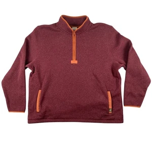 L.L. Bean Pullover Mens 3XL Burgundy Orange Sherpa Lining Fleece Quarter Zip - Picture 1 of 13