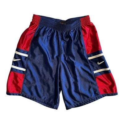 Vintage Nike Swoosh Black Tag Shorts Medium 10-12 90s Sheen Basketball Youth  - Image 1 of 4