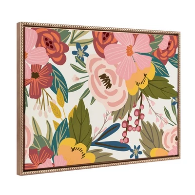 Kate and Laurel Sylvie Beaded Softly Vintage Framed Canvas Wall Art by Mia - Image 1 of 4