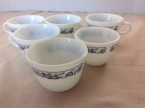 PYREX CORELLE OLD TOWN BLUE ONION COFFEE CUPS LOT OF 6 - Picture 1 of 4