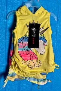 BABY GIRL SUMMER HOODY TOP AND SHORTS SET SIZE 6 MONTHS - Picture 1 of 2