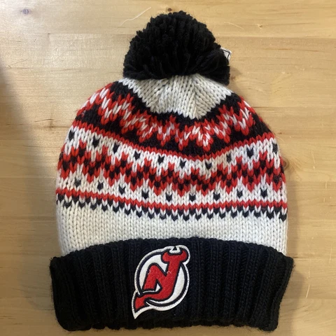 NHL New Jersey Devils Knit Pom Cuffed Hat! Ugly Sweater Christmas Holiday CCM Cover