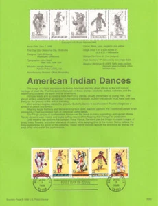 Estampillas de danzas indias #9620 32c #3072-76a página de recuerdo de USPS - Imagen 1 de 1