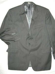  Jos. A. Bank black pinstripe 3B suit 46L  / pants 37 (2 1/2 extra) x 30 (S10) - Picture 1 of 9