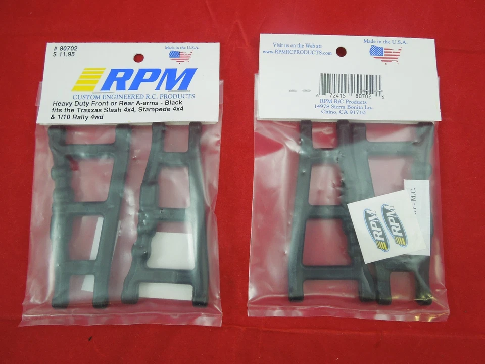 RPM TRAXXAS SLASH STAMPEDE RUSTLER 4X4 BLACK Front + Rear SUSPENSION A-ARMS VXL - Image 1 of 1