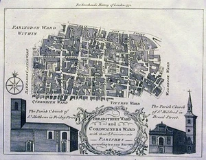 Antique map, Bowen, Breadstreet Ward and Cordwainers Ward - Picture 1 of 1