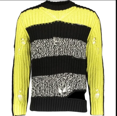 Diesel Men's Rare K-DANIEL Black/Yellow Striped Distressed Pullover £295.00 - Image 1 of 4